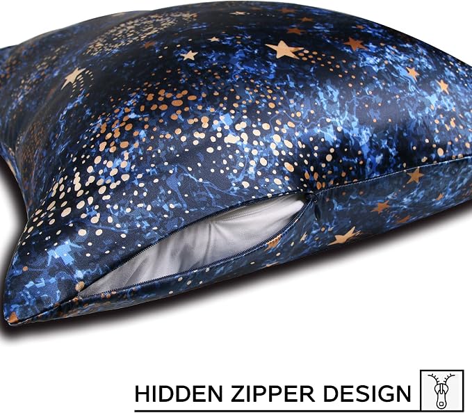 MANSPHIL King Real Mulberry Silk Pillowcase 2 Pack Blue Starry Sky, 6A Grade 22 - Image 4