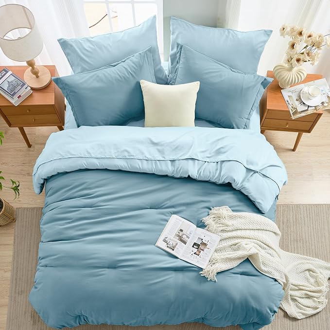 MUXHOMO 7 Pieces Queen Comforter Set, Soft Bed in a Bag Queen Size, All Season - Image 8