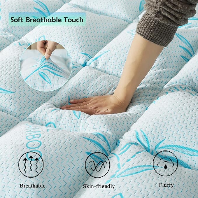 WhatsBedding 5 Inch Twin Mattress Topper Breathable Bamboo Viscose Air Layer - Image 3