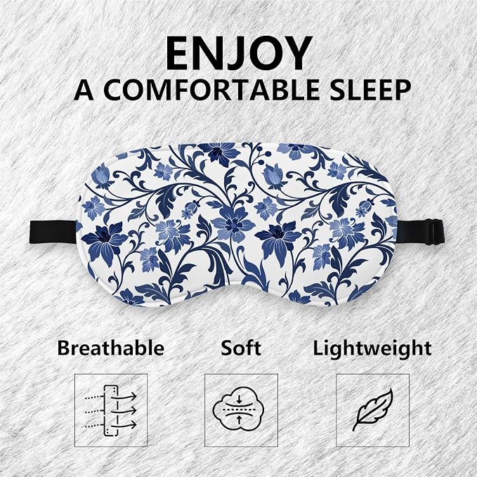 Blue and White Porcelain Silk Eye Mask - Image 6