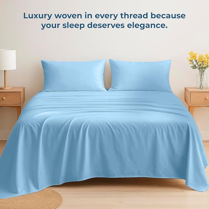 Royale Linens 100% Organic Cotton Full Flat Sheet Only - Image 6