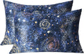 MANSPHIL King Real Mulberry Silk Pillowcase 2 Pack Blue Starry Sky, 6A Grade 22 by MANSPHIL