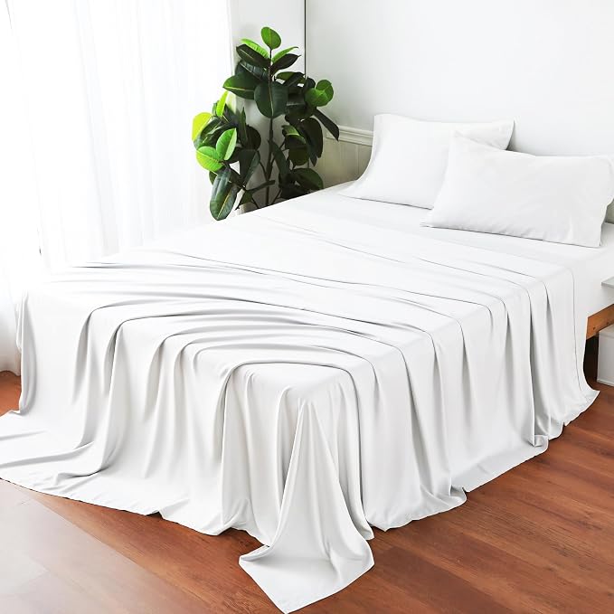 Bamboo Viscose Flat Sheets Only, 400 Thread Count Sateen Weave Cal King Size - Image 8