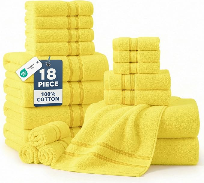 LANE LINEN 18 Pc Luxury Bath Towels Set – Ultra Soft 100% Mercerized Cotton by LaneLinen