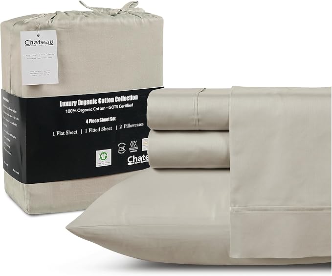 300 Thread Count 100% Organic Cotton Twin Sheets Set - Image 2