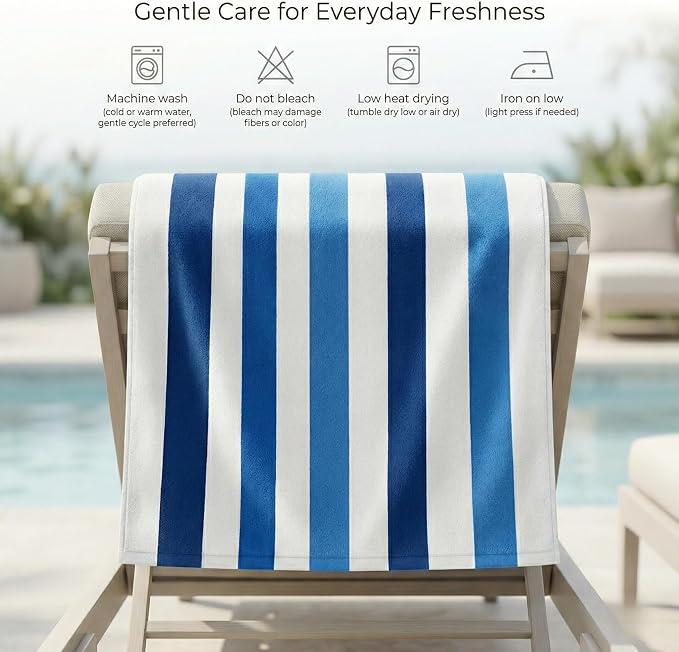 Premium Velour Cabana Beach Towel 4 Pack, 30” x 60” Soft Plush Cotton Pool Towel - Image 5
