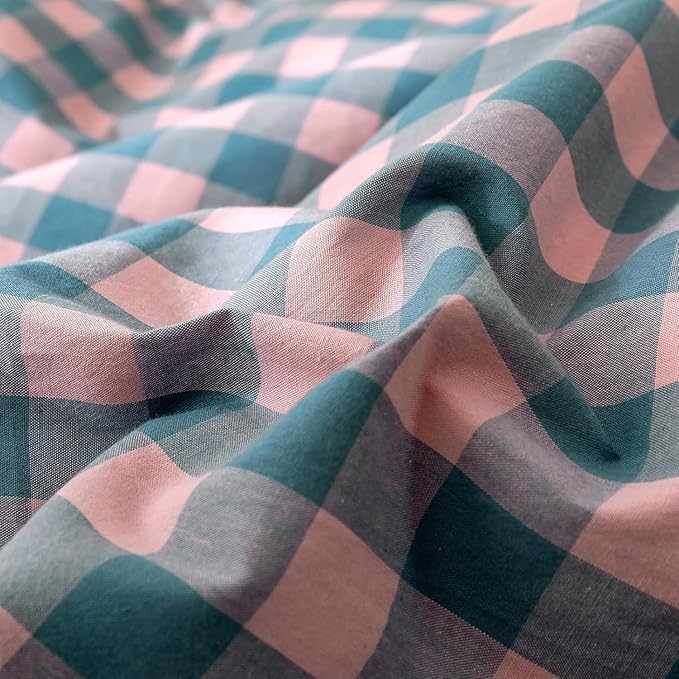 mixinni Pink Blue Purple Checkered Duvet Cover Set - Image 7