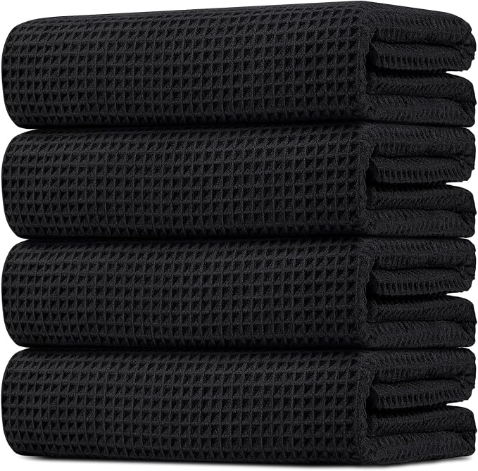 HOMEXCEL Waffle Bath Towels Set 4 Pack, Premium Microfiber Bathroom Towels by HOMEXCEL