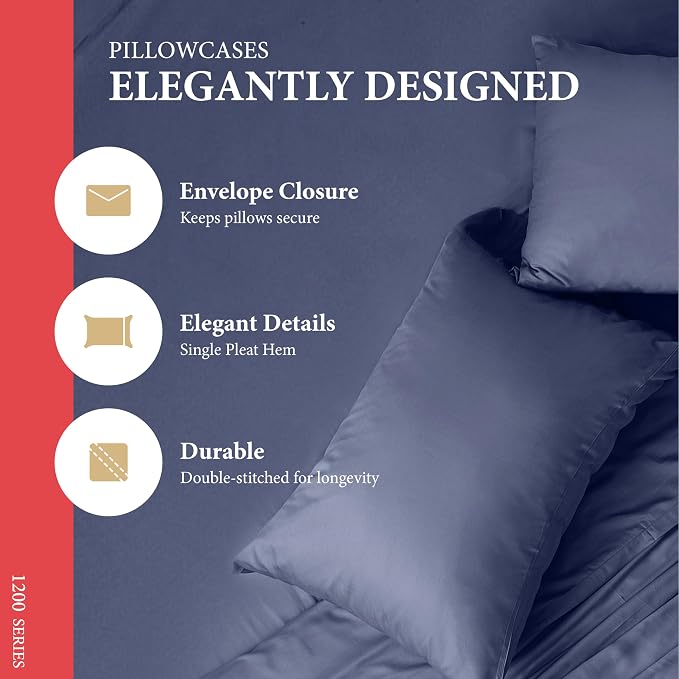 100% Egyptian Cotton Pillow Cases King Size Set of 2 - Image 4