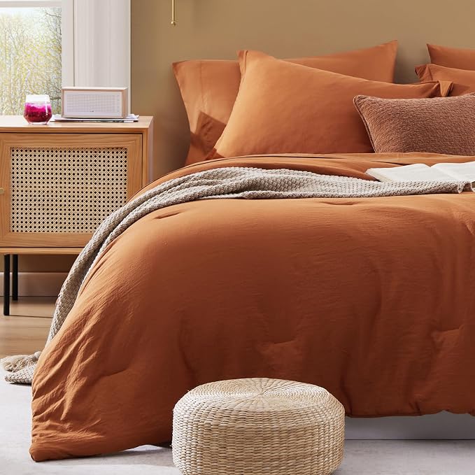 WRENSONGE Super King Plus Comforter Set- 7 Pieces Soft Burnt Orange Bed in a Bag - Image 2