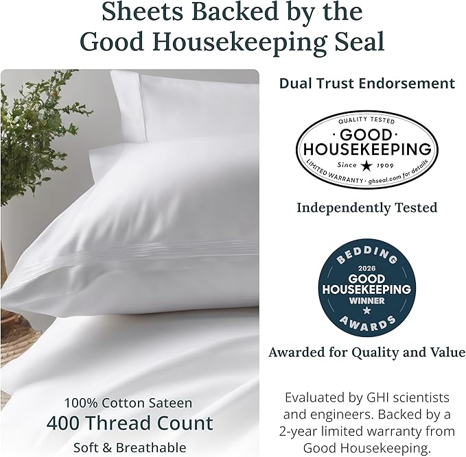 California Design Den Soft 100% Cotton Sheets Twin XL Size Set, 400 Thread - Image 2