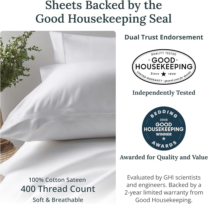California Design Den Soft 100% Cotton Bed Sheets Twin Size Set, 400 Thread - Image 2