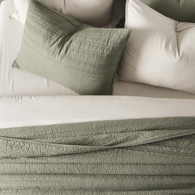EVERGRACEHOME 100% Cotton Modern Lines Quilt Set Queen Size, Pre-Washed Soft - Image 3