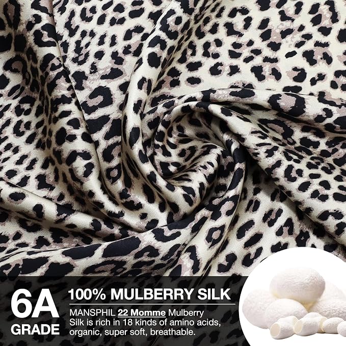 MANSPHIL Leopard Brown Print 100% Silk Pillowcase King Size, Hidden Zipper - Image 2