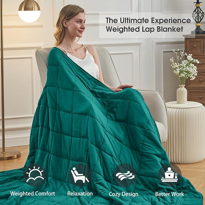Green Weighted Blanket for Adults 15lbs, Twin Full Size Cooling Heavy Throw - Image 4