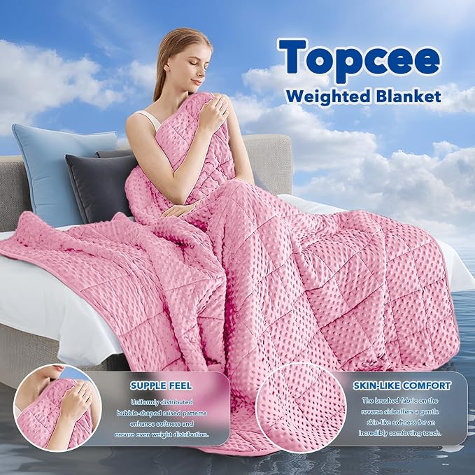 Topcee Weighted Blanket for Adults, Minky Dots Heavy Blanket for 190-210lbs - Image 2