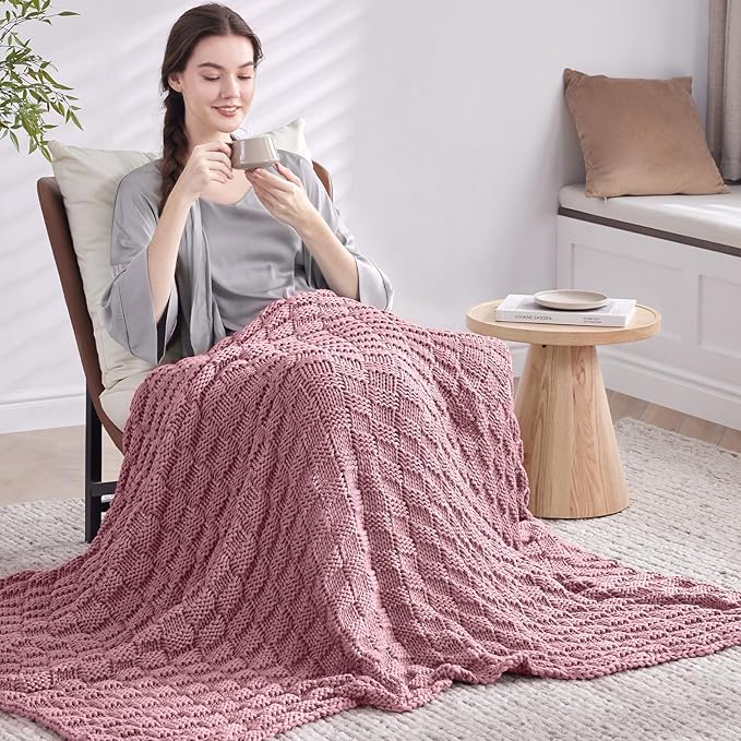 Knitted Weighted Blanket for Adult, No Beads Heavy Blanket 50” x 60'' 5lbs - Image 7
