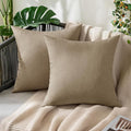 MIULEE Pack of 2 Decorative Outdoor Solid Waterproof Throw Pillow Covers Faux by MIULEE