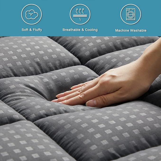HYLEORY Twin XL Mattress Pad Quilted Fitted Mattress Protector Cooling Pillow - Image 4