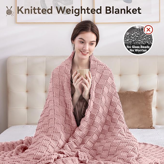 Knitted Weighted Blanket Adults, No Beads Heavy Blanket 36” x 48'' 5lbs - Image 5