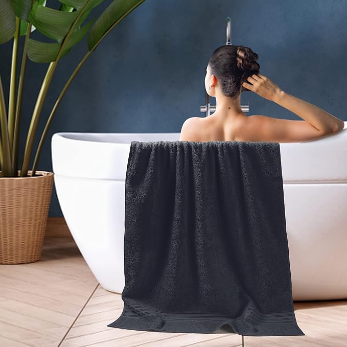 BOUTIQUO Cotton 2 Pack Bath Towel Set 28x55, Eco-Friendly Large Bath Towels - Image 5