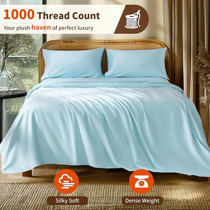 LBRO2M Split King Sheet Sets for Adjustable Bed 1000 Thread Count 100% Egyptian - Image 2