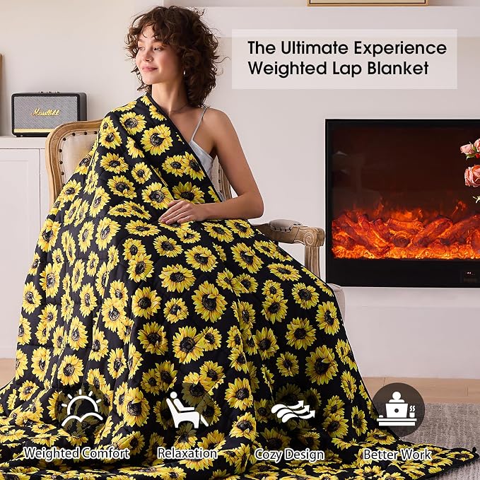 Sunflower Weighted Blanket for Adults 20lbs, Twin Full Size Cooling Heavy Throw - Image 2