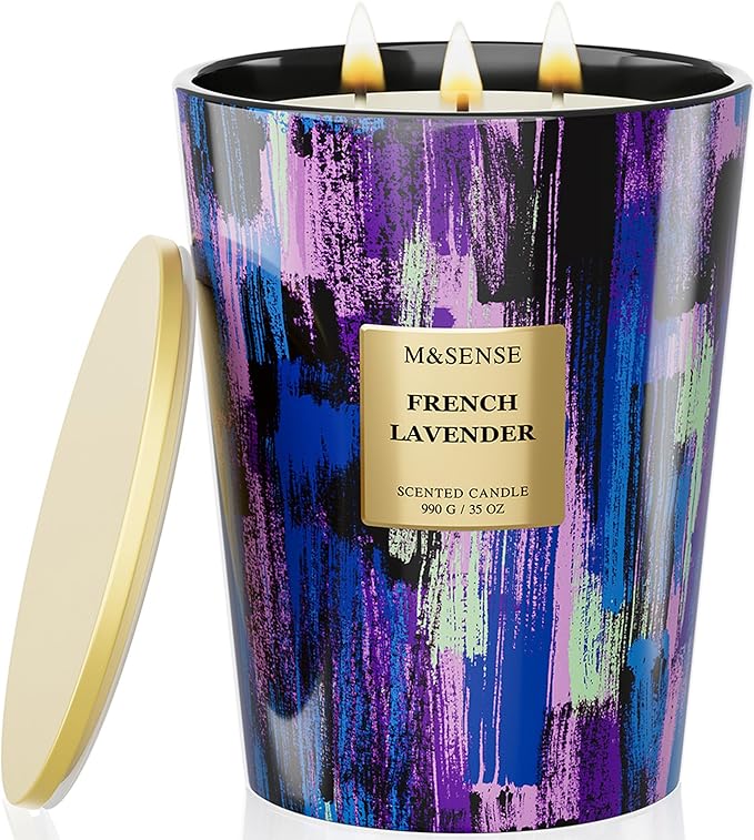 M&SENSE Wild Lavender Large Jar Scented Candle, 35oz 150H Non-Toxic Natural Soy by MSENSE