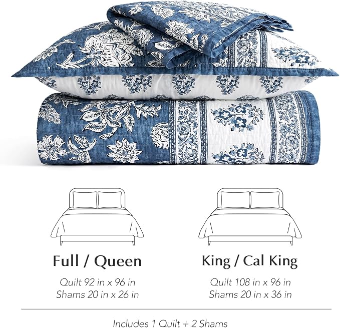 EverGrace Cotton Quilt Set King Size, 100% Cotton Reversible Lightweight - Image 9