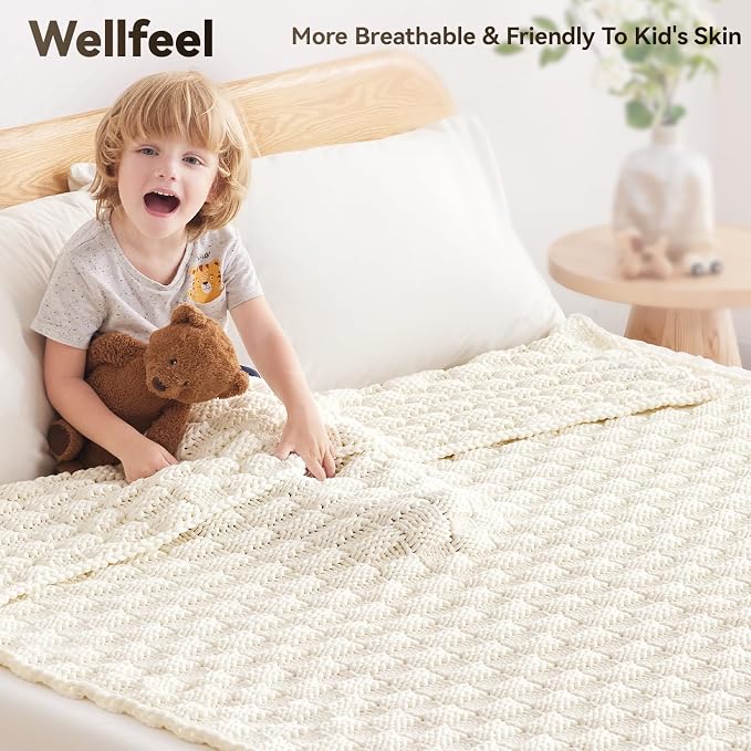 Knitted Weighted Blanket Kids, No Beads Heavy Blanket 36” x 48'' 3lbs, - Image 3