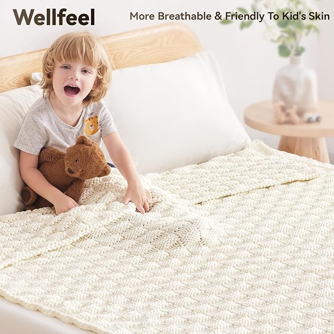 Knitted Weighted Blanket for Adult, No Beads Heavy Blanket 50” x 60'' 7lbs - Image 3
