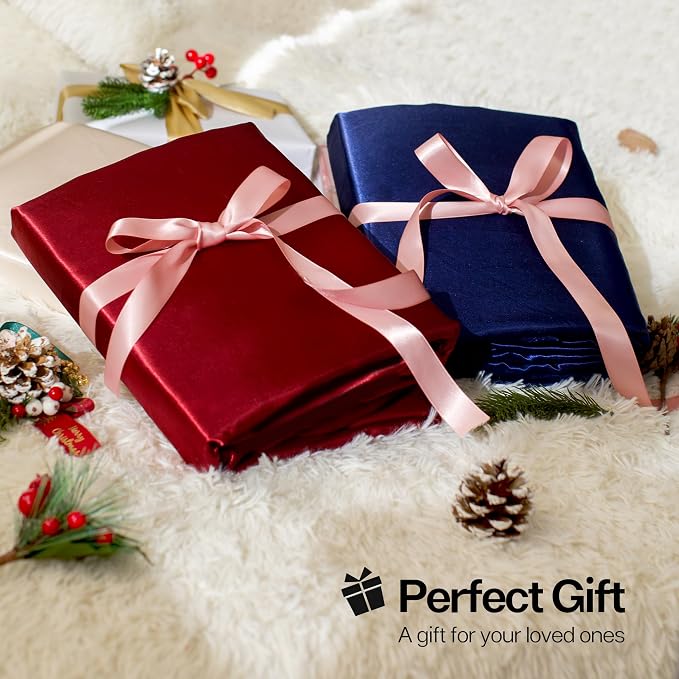 MR&HM Satin Bed Sheets, Queen Size Sheets Set - Image 7