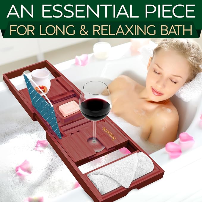 SereneLife Premium Bathtub Tray Caddy - Image 2