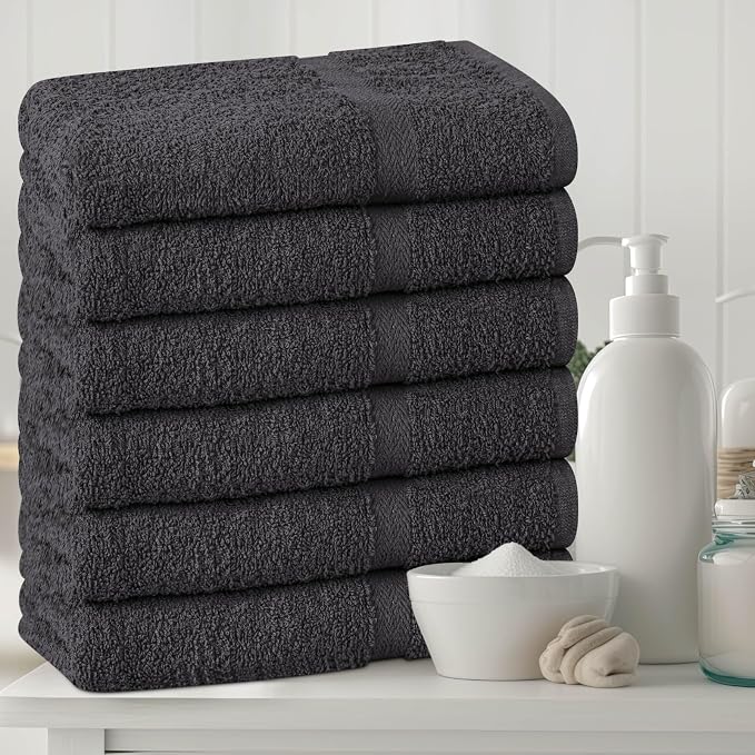 Towel and Linen Mart 100% Cotton Grey 6 Pack Medium Bath Towel Set, Quick Dry - Image 5