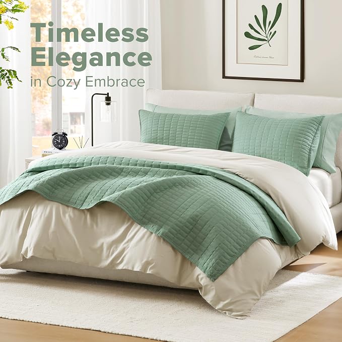 Comfort Spaces Kienna Quilt Set- Double Sided Stitching Design Summer Blanket - Image 2