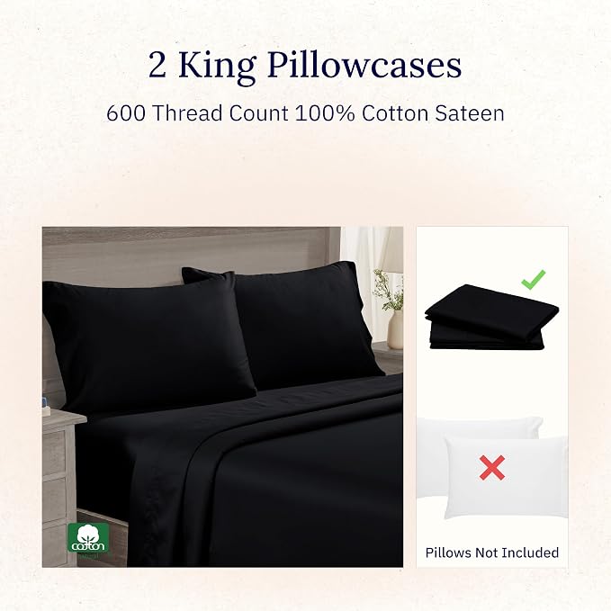 California Design Den Premium Pillow Cases King Size Set of 2-600 Thread Count - Image 4