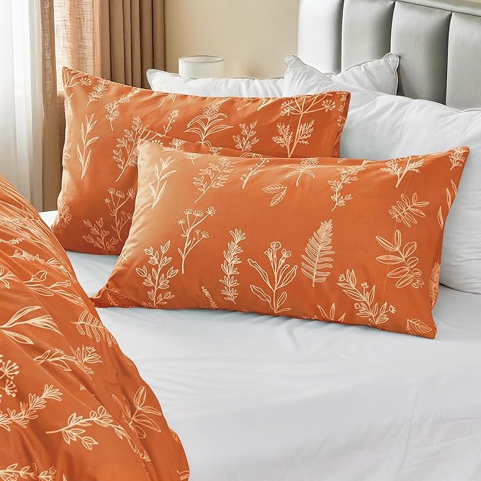 MUXHOMO Duvet Cover Full Size, Reversible Floral Caramel Duvet Cover Set - Image 4