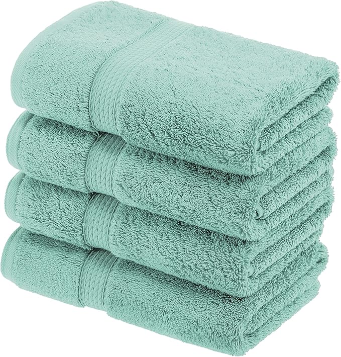 SUPERIOR Egyptian Cotton Pile Hand Towel Set of 4, Ultra Soft Luxury Towels by SUPERIOR