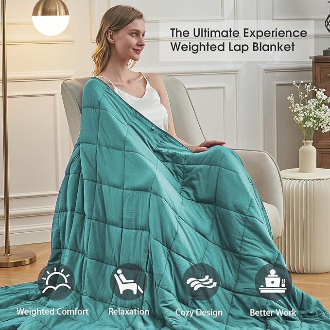Teal Weighted Blanket for Adults 15lbs, Twin Full Size Cooling Heavy Throw - Image 5
