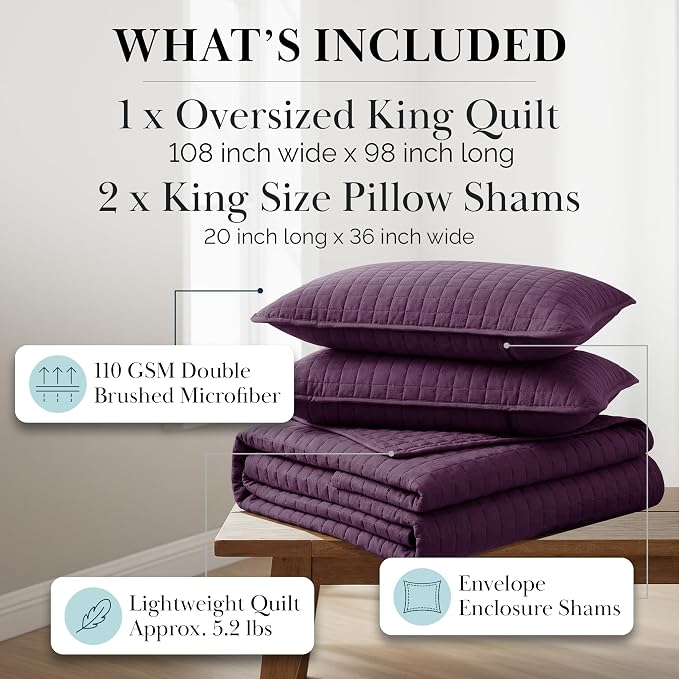 Southshore Fine Living, Inc. Oversized King Quilt Bedding Set, Soft Brushed - Image 2