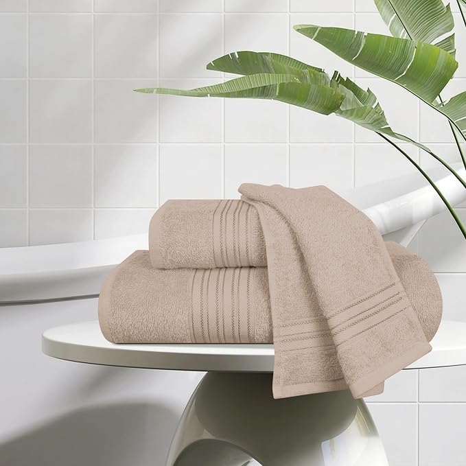BOUTIQUO Ultra Soft 3 Pack Cotton Towel Set, Contains a Bath Towels 28x55 inch - Image 3