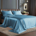 BEDELITE Satin Sheets Twin Size Bed Set, Luxury Soft Airy Blue Silky Sheets by BEDELITE