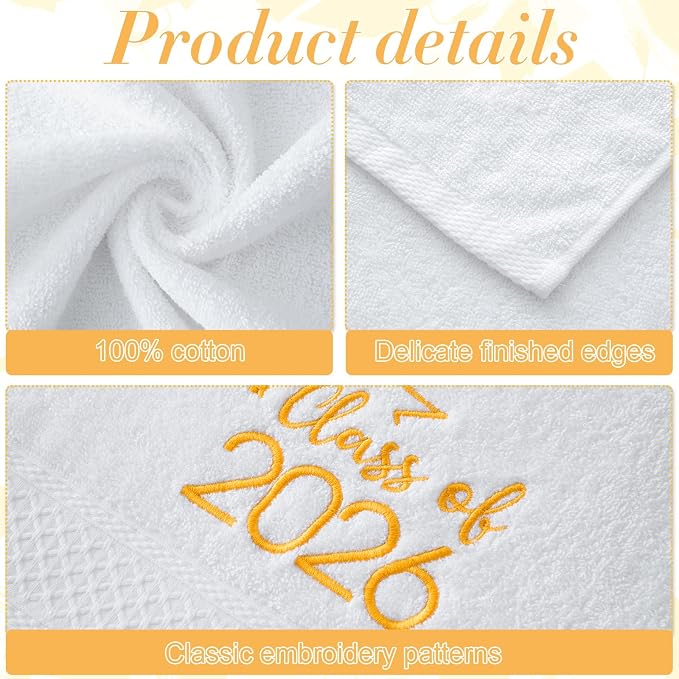 MASHAN Class of 2026 Graduation Hand Towels 3 Pack, 100% Cotton Soft Absorbent - Image 3