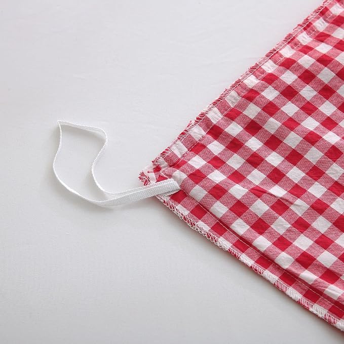 Silnuo Red/White Checkered Ruffle 3-Piece Duvet Cover Set Full Size, Washed - Image 5