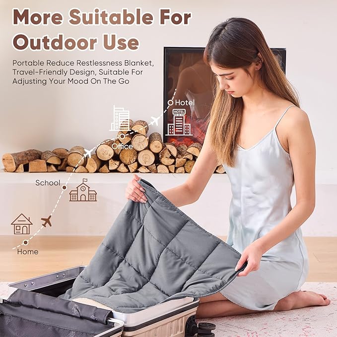 Weighted Lap Blanket for Adults 7lbs, Portable Travel Weighted Blankets - Image 5