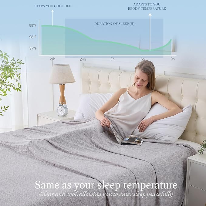 Cooling Blanket Twin Size, Cold Blanket Thin Lightweight Breathable Soft - Image 3
