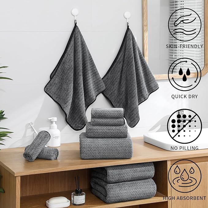 Ultra Soft Bath Towel Set, 12 Piece Family Bathroom Towel Set - Image 3