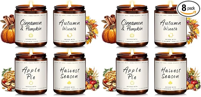 Auelife Fall Candle Set | 8 Pack Scented Candles by Auelife