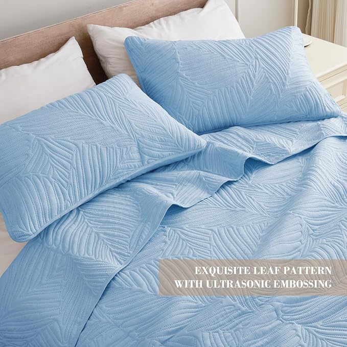 Exclusivo Mezcla Twin Quilt Bedding Set, Lightweight Sky Blue Quilts Twin Size - Image 3