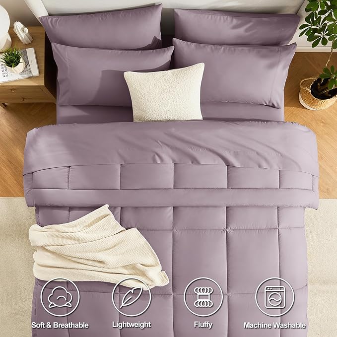 CozyLux Full Size Comforter Set Dusty Purple - Image 2